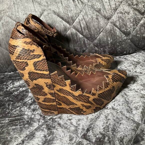 Jeffrey Campbell Audrey-Two Wedge Heels 9 Leather- Animal Print platform party - Picture 11 of 15